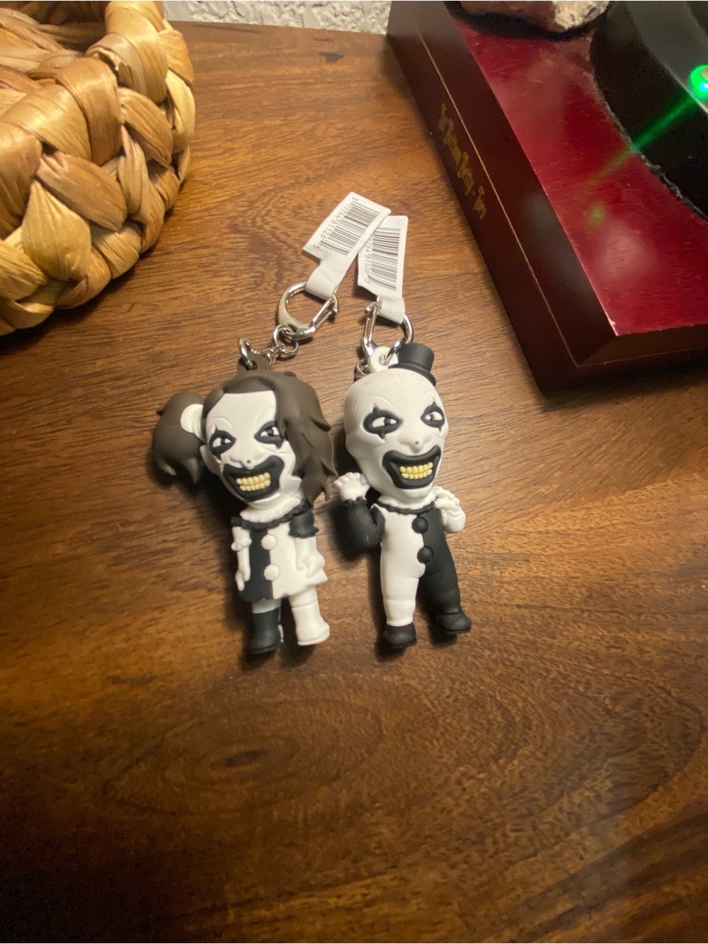 Horror Clown Keychain Duo in Black & White